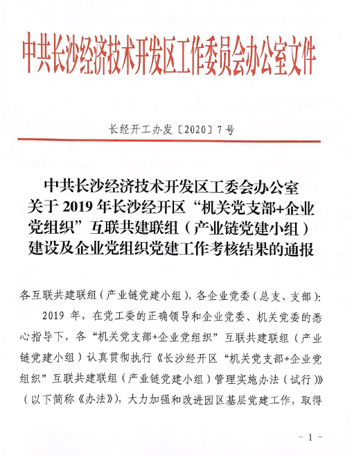 打造混合所有造企业党建标杆 ——J9集团智能党委获评2019年长沙经开区企业党组织党建工作查核“优良”等